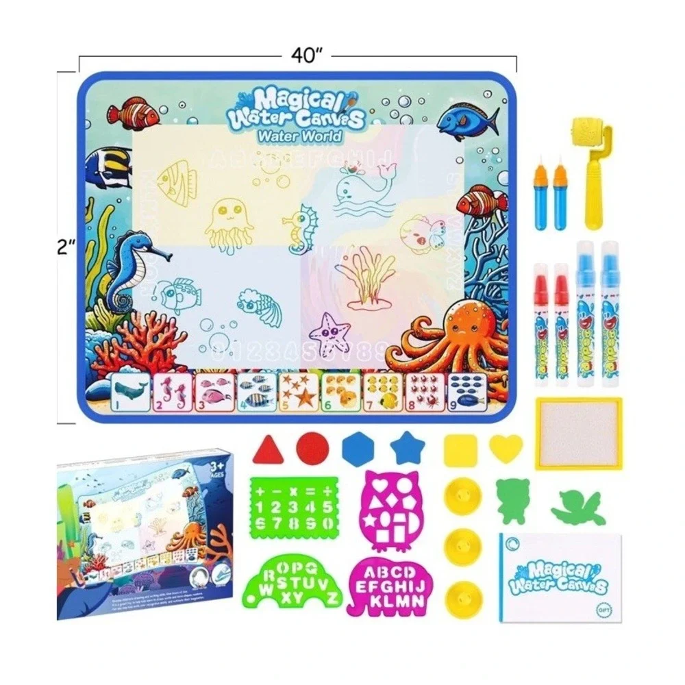Water Doodle Mat,Kids Painting Mat, Toddlers Drawing Writing Toys,Reusable Co...